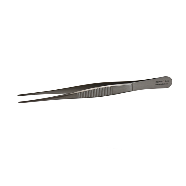 Delasco G-23 Dissecting Forceps 5 in Curved 1.5mm Serrated