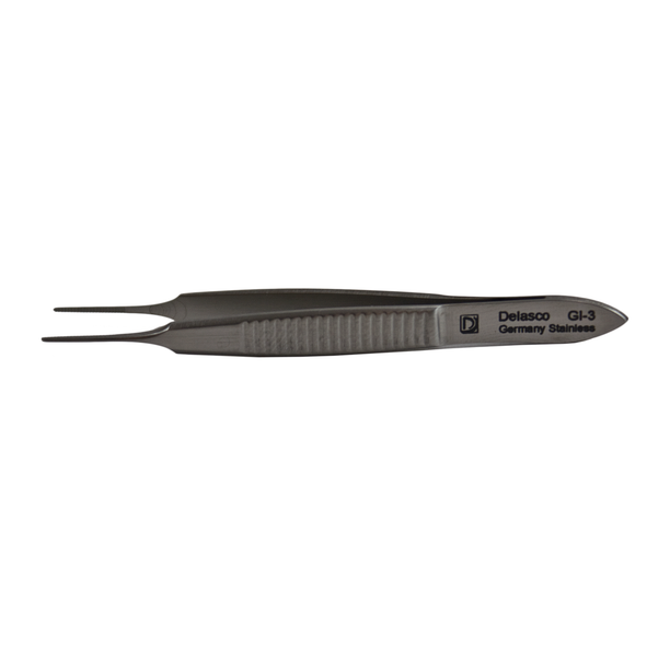 Delasco GI-3 Iris-Graefe Forceps 2.75 in Straight 1mm Serrated