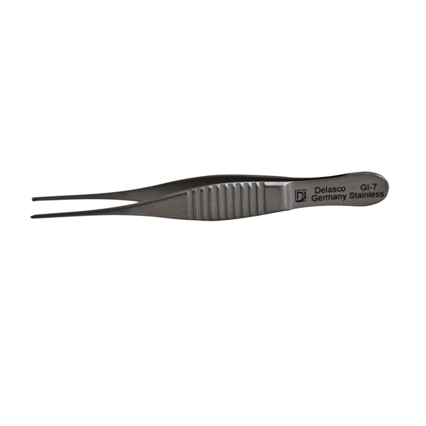 Delasco GI-7 Iris-Graefe Forceps 2.75 in Straight 1mm 1x2 Teeth