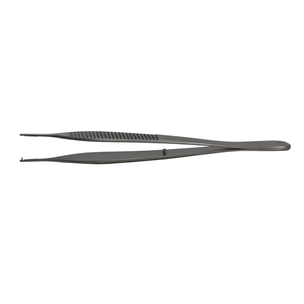 Delasco FA-H Adson Forceps 4.75 in Straight 1.5mm 1x2 Teeth W/Skin Hook
