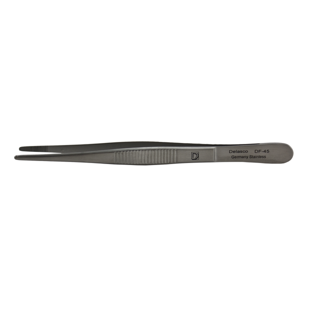 Delasco DF-45 Dressing Forceps 4.5 in Straight 3.0mm Serrated