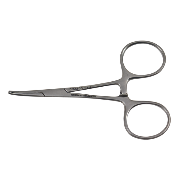 Delasco H-116 Hartman Mosquito Hemostat 3 3/4", 1x2 Teeth, Curved