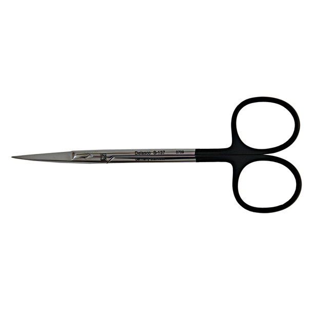 Delasco S-137 Iris Scissors 4.5 in Curved 25mm Sharp/Sharp, One Blade Serrated SuperCut