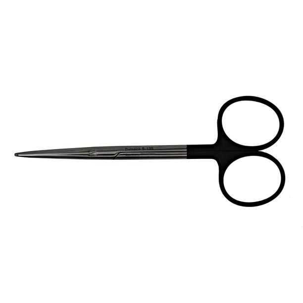 Delasco S-135 Strabismus Supercut Scissors 4 1/2" Straight, One Blade Serrated, Blunt/Blunt Tips, Stainless Steel