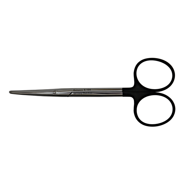 Strabismus Supercut Scissors 4 1/2", Curved, One Blade Serrated, Blunt/Blunt Tips, Stainless Steel
