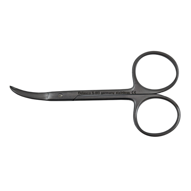 Delasco S-013 Shortbent Suture Scissors (9cm) 3 1/2", Fine, Curved, Stainless Steel