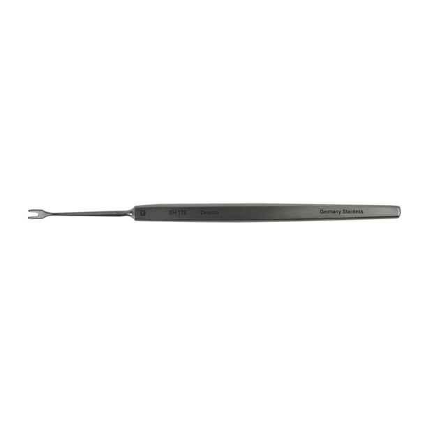 Delasco SH-172 Guthrie Skin Hook 5 in Straight Hook 1mm Dia. X 2mm Wide 2 Prong, Sharp