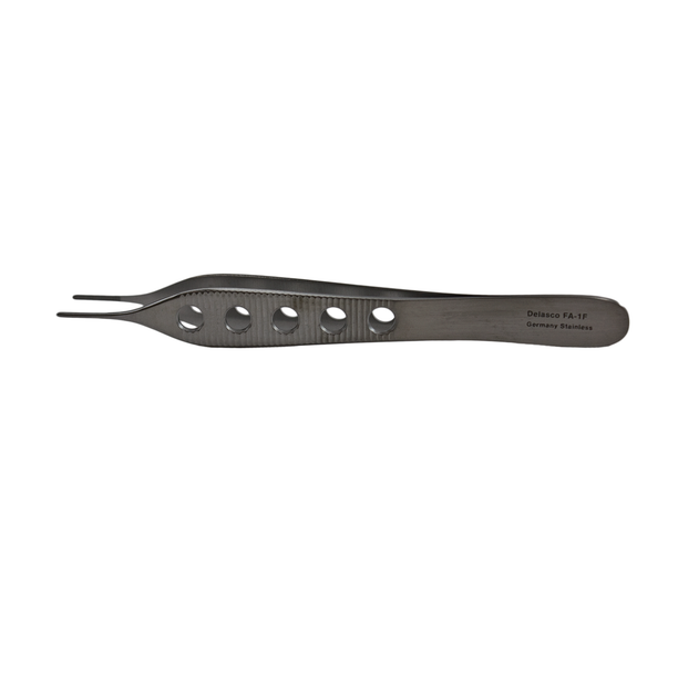 Delasco FA-1F Adson Forceps 4.75 in Straight 1.5mm Serrated, Fenestrated handle