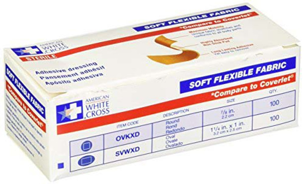 Dukal American White Cross SVWXD Soft Flexible Fabric Spot Bandages 1 1/4
