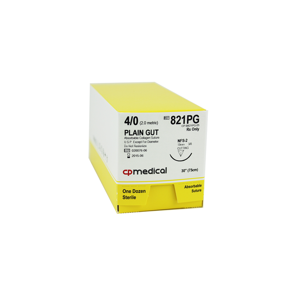 CP Medical 821PG Plain Gut, 4-0, Absorbable Suture, FS-2, 30"