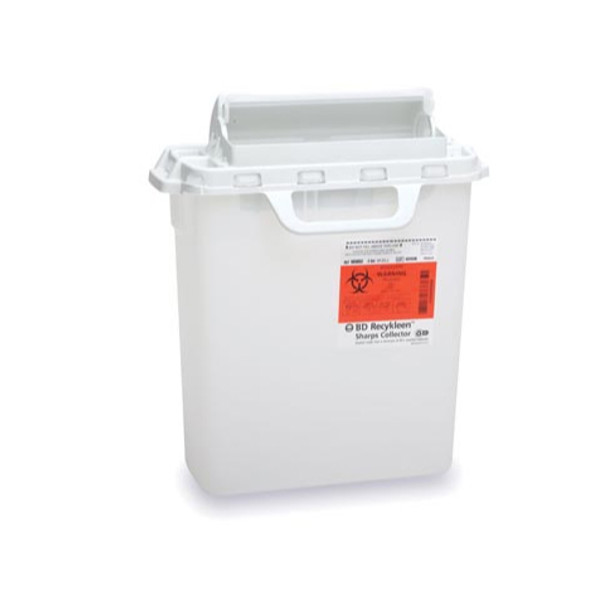 BD 305053 Recykleen Patient Room Sharps Container, 3 gal, counterbalanced door, pearl