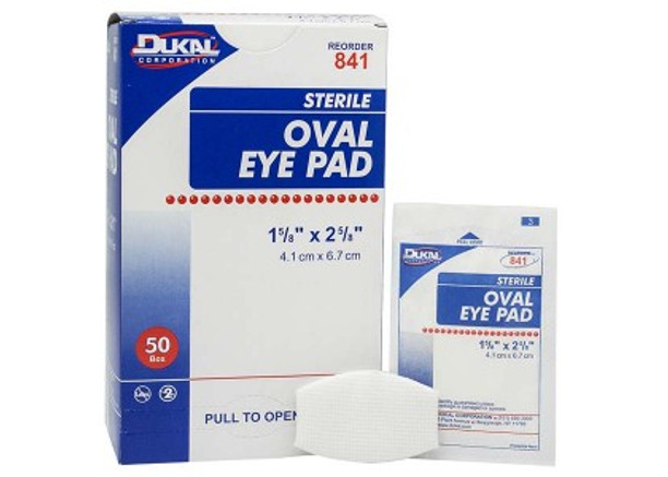 Dukal 841 Eye Pads, Sterile, Oval, 1-5/8" x 2-5/8", 50/BX