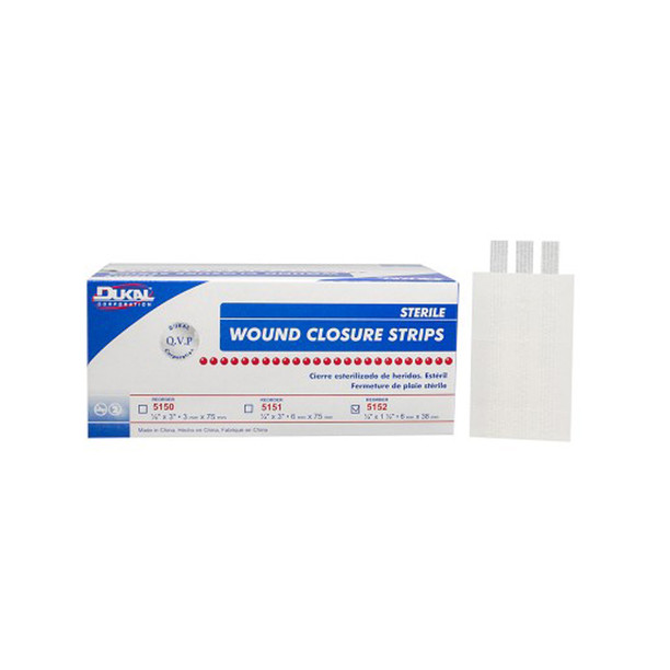 Dukal 5150 Wound Closure Strip, Sterile, 1/8in x 3in, 5/pkg, 50 pkg/bx