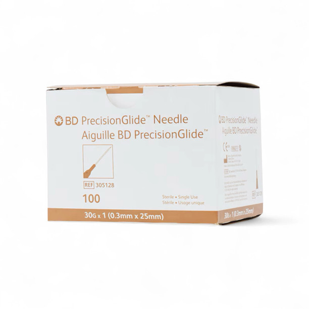BD 305128 PrecisionGlide 30 G x 1 in. Hypodermic Luer Lock Blister Pack Needle