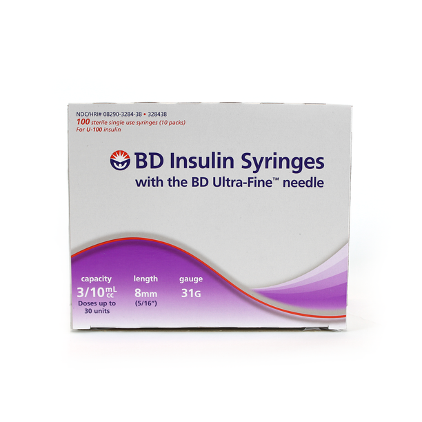 BD 328438 Ultra Fine 0.3 ml 31 G x 5/16 in. (8 mm) Insulin Syringe with Needle