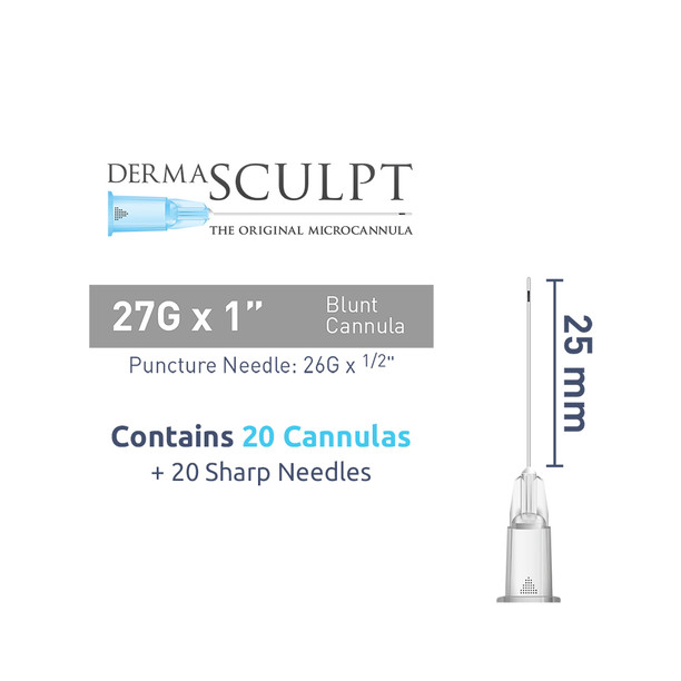 DermaSculpt 27G x 1" (25mm). Blunt Bevel Cannula