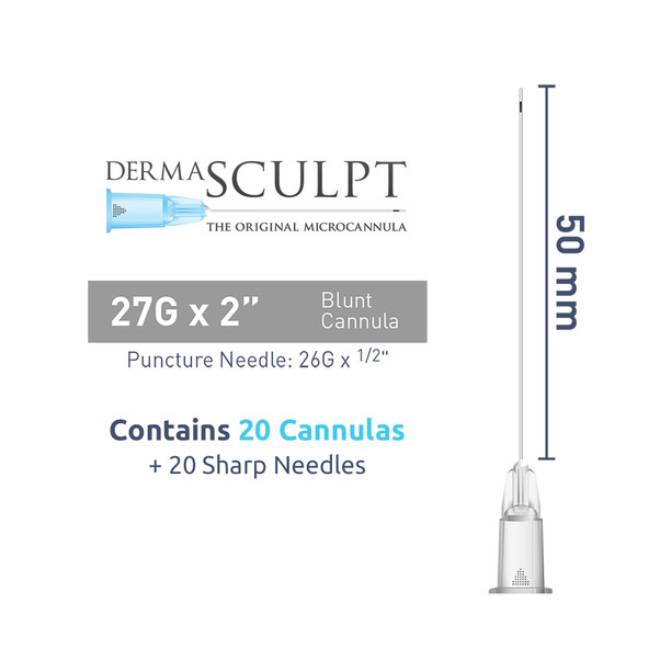 DermaSculpt 27G x 2" (50mm). Blunt Bevel Cannula