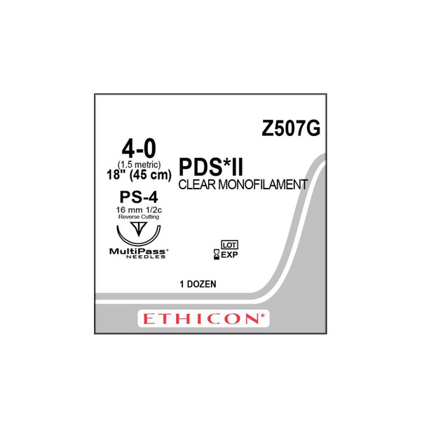 Ethicon PDS II Polydioxanone 4-0 Absorbable PS-4 Clear 18"