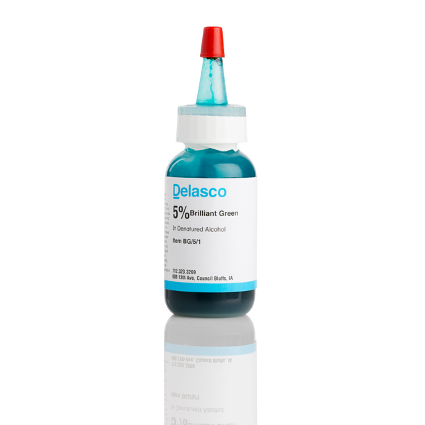 Delasco BG/5/1 Brilliant Green 5% in 95% Denatured Ethyl Alcohol, 1 oz
