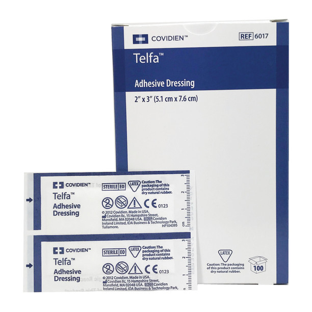 Covidien 6017 Telfa Adhesive Dressing, Sterile 1's in Peel-Back Package, 2" x 3" (Pack of 100) Covidien 6017 Telfa Adhesive Dressing, Sterile 1's in Peel-Back Package, 2" x 3" (Pack of 100)