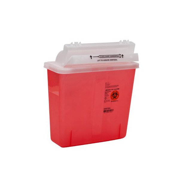 Red Sharps Container with Sharpstart Lid, 5 Quart, 12-1/2" H x 10-3/4" W x 5-1/2" D