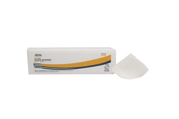 Dukal Woven Gauze Sponge, 2" x 2", Non-Sterile, 12-Ply, 200/Sleeve