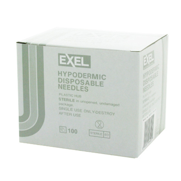 Exel 26427 27G x 1 1/4 in. Hypodermic Needle with Plastic Hub, Box of 100