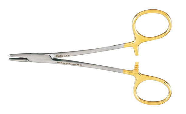 Halsey Needle Holder, 5in, Smooth, Tungsten Carbide Tips by Miltex®