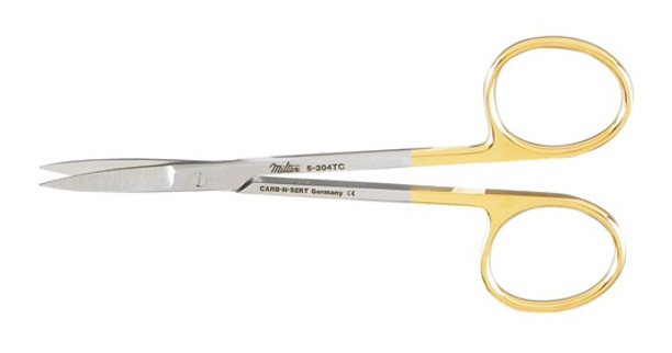 Iris Scissors, 4 1/2 in, Straight, Sharp/Sharp, Tungsten Carbide by Miltex