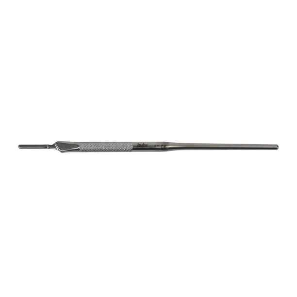 Siegel Knife Handle, 6" (155mm), round knurled, fits surgical blade #'s 10 thru 15C, by Miltex Siegel Knife Handle, 6" (155mm), round knurled, fits surgical blade #'s 10 thru 15C, by Miltex