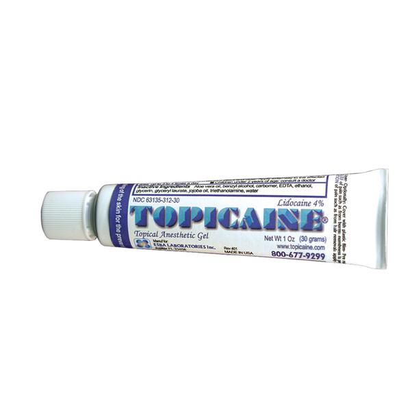 Topicaine TOP4-030-TCRC Lidocaine Gel, 4%, 30 gram tube