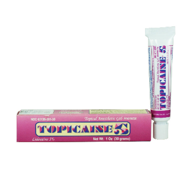 Topicaine TOP5-030-TCRC Lidocaine Gel, 5%, 30 gram tube