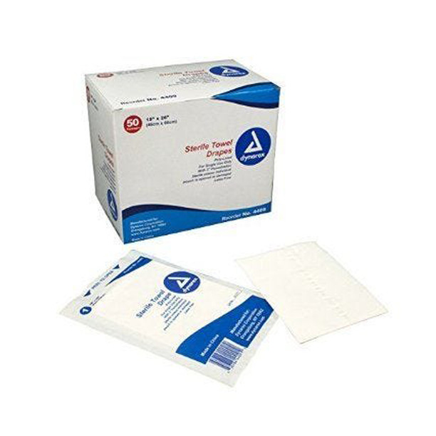 Dynarex 4409 Sterile Towel Drapes, 3" Fenestrated, 18" x 26", Box of 50