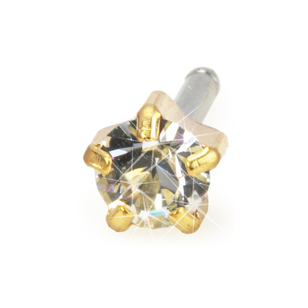 Blomdahl Earring Cassettes for use with Blomdahl Piercing Gun only, Gold Titanium Crystal in Tiffany Setting, Box of 10