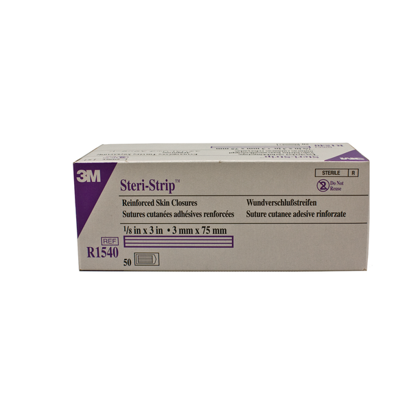 3M Steri-Strip Reinforced Adhesive Skin Closures, 1/8" x 3", 5 Strips/Envelope, 50 Envelopes/Box 3M Steri-Strip Reinforced Adhesive Skin Closures, 1/8" x 3", 5 Strips/Envelope, 50 Envelopes/Box