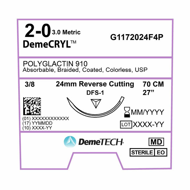 DemeTECH 27” Polyglactin 910 2-0 Undyed DFS-1 Synthetic