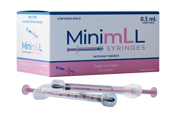 Air-Tite MinimLL® 0.5 ml Luer Lock Syringe, Box of 100 Air-Tite MinimLL® 0.5 ml Luer Lock Syringe, Box of 100