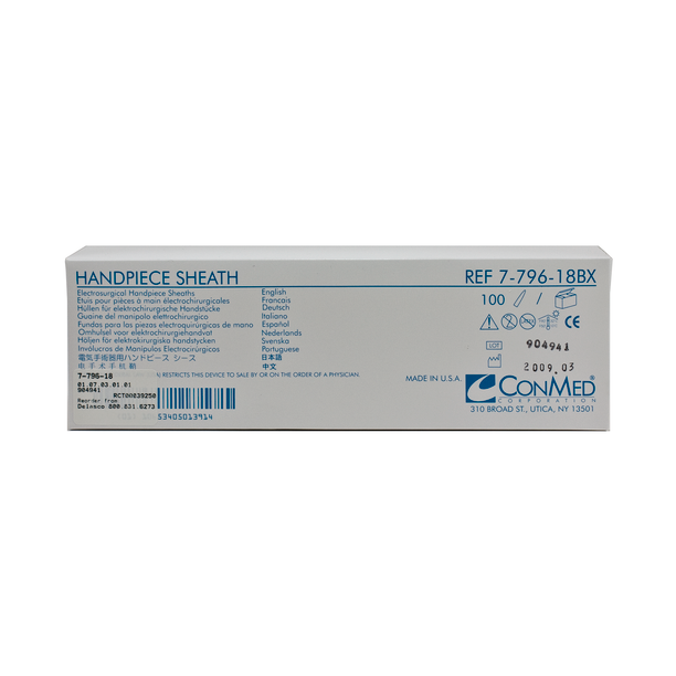 ConMed 7-796-18BX Hyfrecator Protective Sheaths, Non-Sterile, Box of 100
