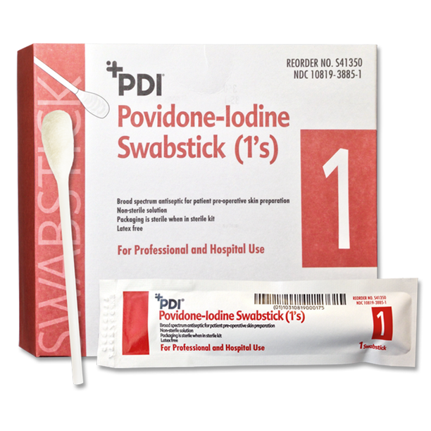 PDI S41350 Povidone-Iodine Swabsticks, Box of 50