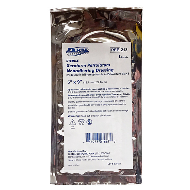 Dukal 213 Albahealth Xeroform Petrolatum Gauze, 5" x 9", 50/box