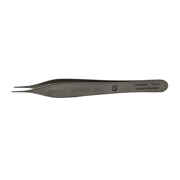 Delasco FA-5 Micro-Adson Forceps 4.75 in Straight 1mm Serrated