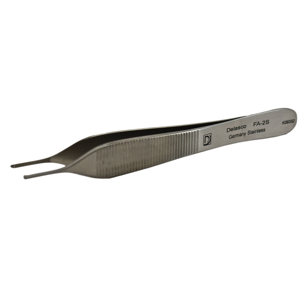 Delasco FA-2S Adson Forceps 4.75 in Straight 1.5mm 1x2 Teeth, Serrated Delasco FA-2S Adson Forceps 4.75 in Straight 1.5mm 1x2 Teeth, Serrated