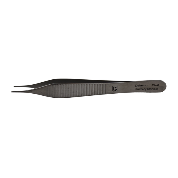 Delasco FA-6 Micro-Adson Forceps 4.75 in Straight 1mm 1x2 Teeth