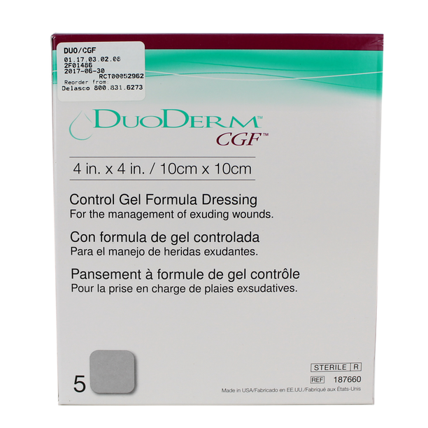 DuoDERM 187660 CGF Sterile Dressing, 4" x 4", Square, Sterile DuoDERM 187660 CGF Sterile Dressing, 4" x 4", Square, Sterile