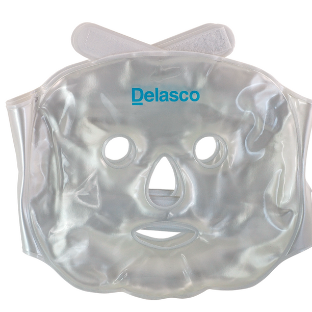 Delasco GEL/FACE1 Gel Face Mask with Holes, Double Strap, White, Each