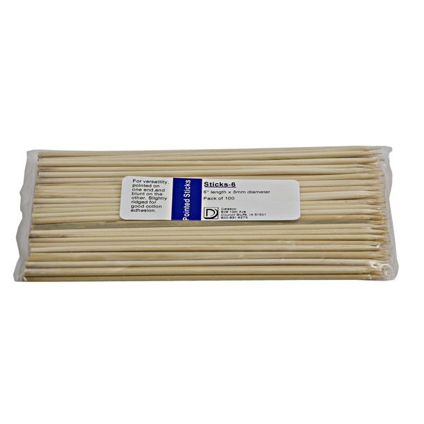 Pointed Applicator Sticks, 6" long, Pack of 100 Pointed Applicator Sticks, 6" long, Pack of 100