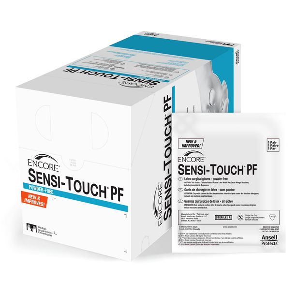 Ansell 7822PF Encore Sensi-Touch PF Sterile Surgical Gloves, Box of 50 Pair, Size 6 Ansell 7822PF Encore Sensi-Touch PF Sterile Surgical Gloves, Box of 50 Pair, Size 6