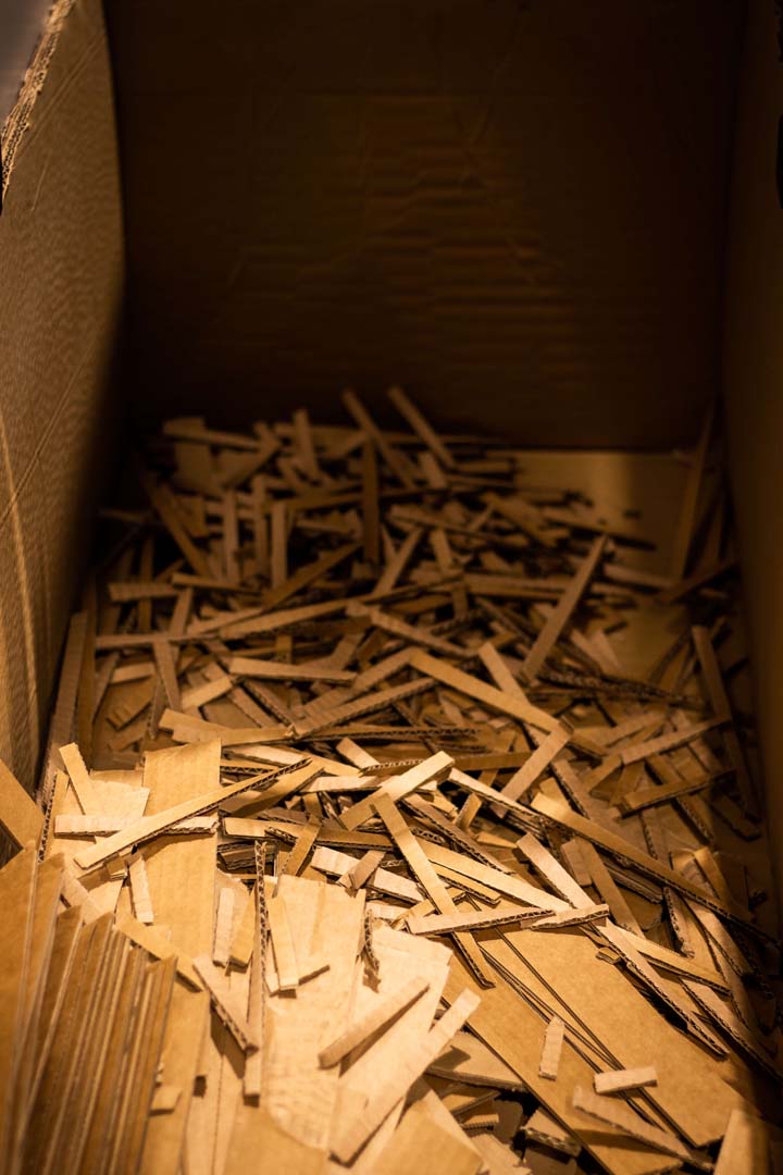 scraps of cardboard to be recycled