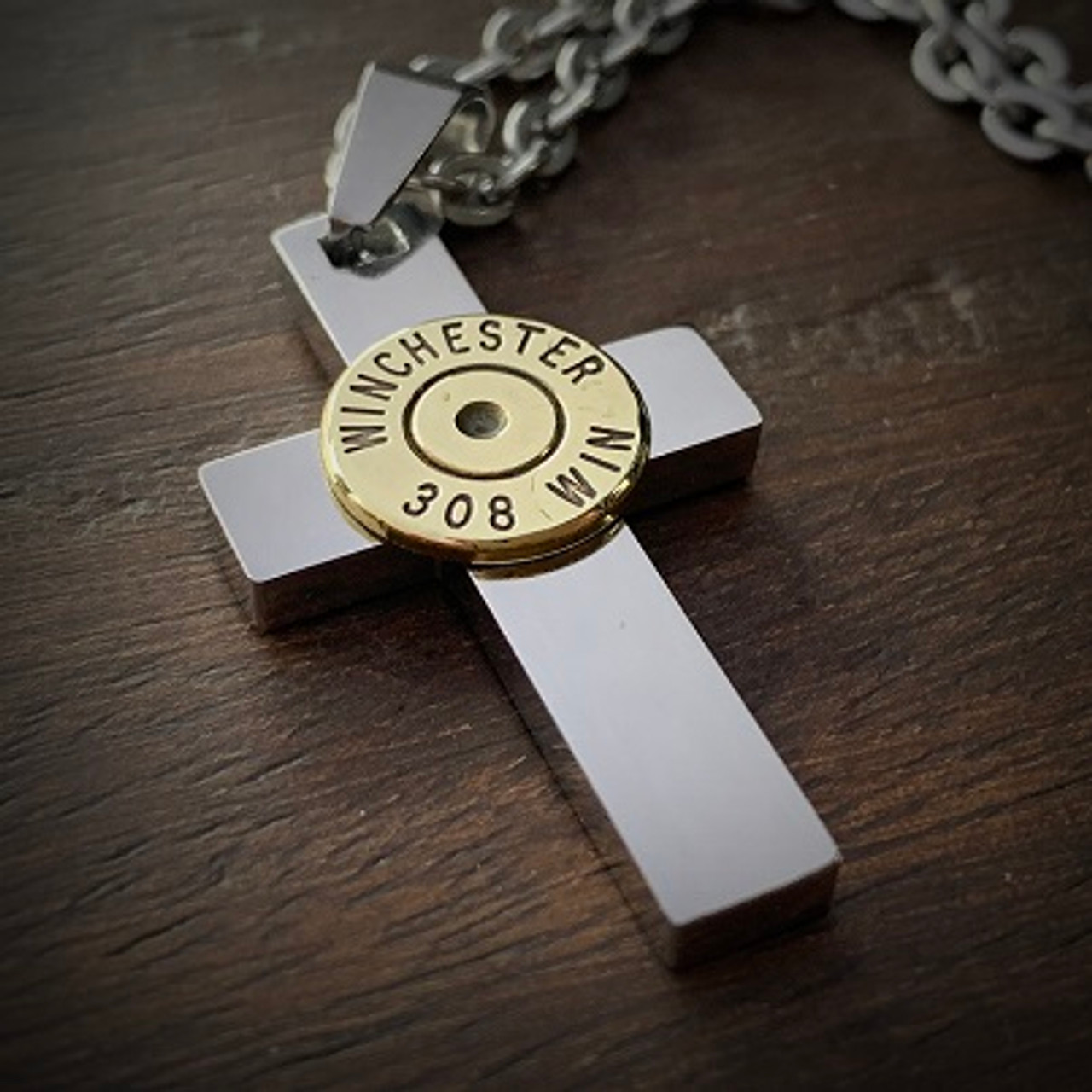 Perfect Cross Stainless Steel Bullet Necklace for Men