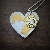 Beating Heart Bullet Necklace in Stainless Steel 308 W/Gem